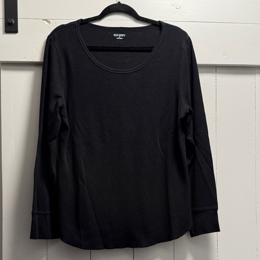 Old Navy Waffle Weave Black Long Sleeve Tee Shirt XL top